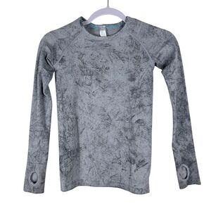 Ivivva Girls Lululemon Long Sleeve Top Size 8 Gray Athletic Thumbhole Training